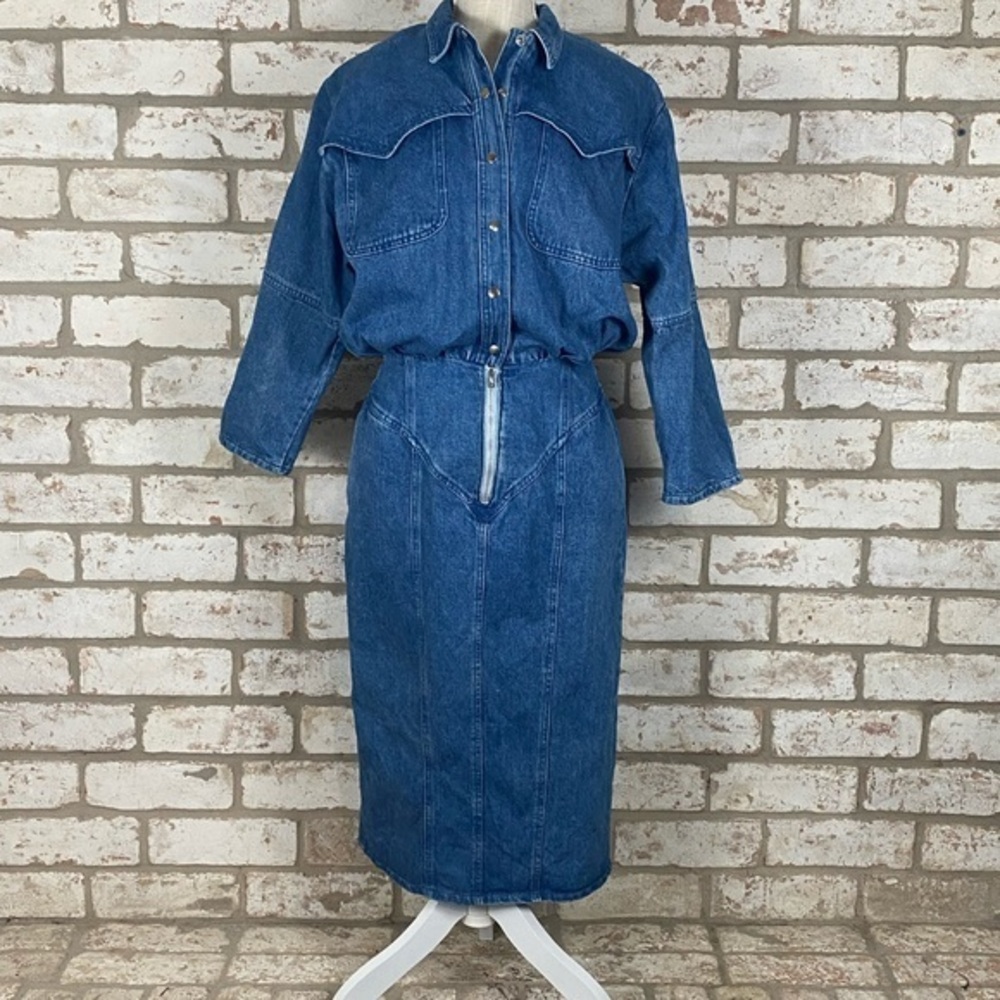 Vintage 80s in.tice.ment Denim Dress - Picture 1 of 8